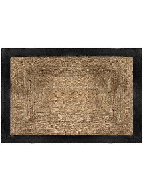Tapis "Kahi" en jute bord noir 120x170cm - Kiabi