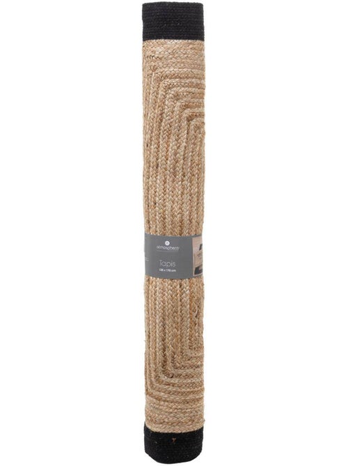 Tapis "Kahi" en jute bord noir 120x170cm - Kiabi