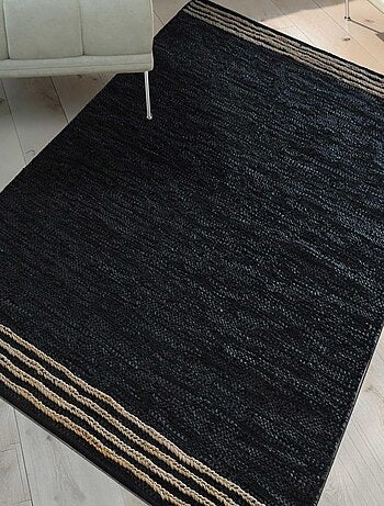 Tapis kilim 80x150 CUIRLINE Noir tapis fait main - Kiabi