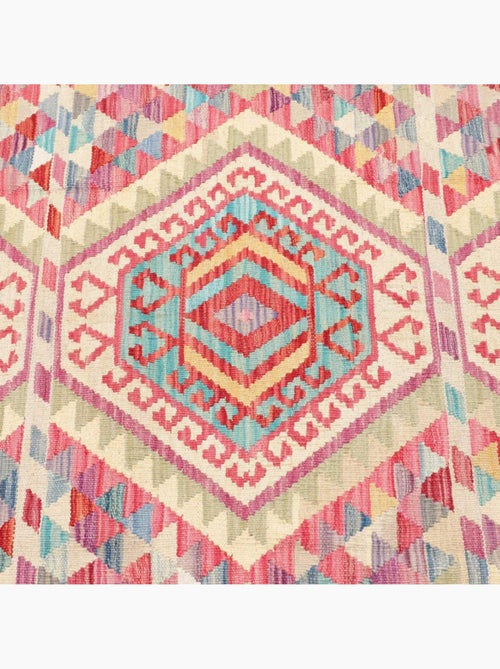 Tapis kilim au motif ethnique, tissé à plat en laine naturelle - Kiabi Tapis kilim au motif ethnique, tissé à plat en laine naturelle - Kiabi