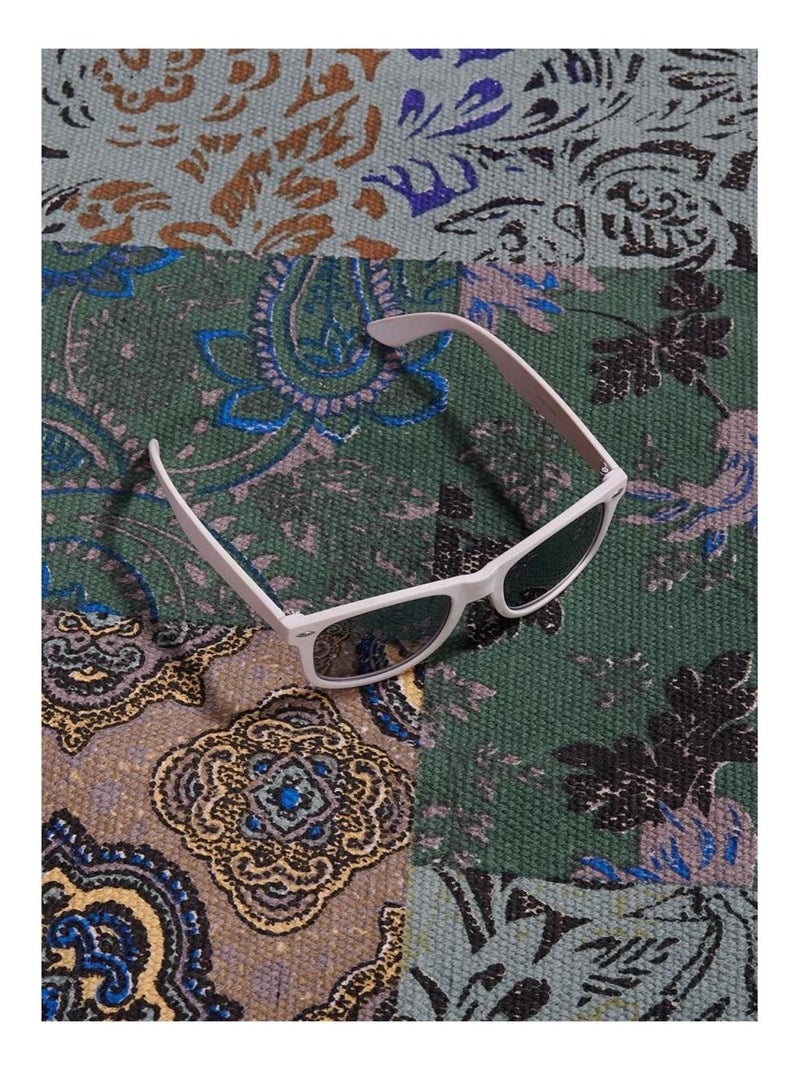 Tapis kilim fait à la main en coton BLUE FLOREA Bleu - Kiabi