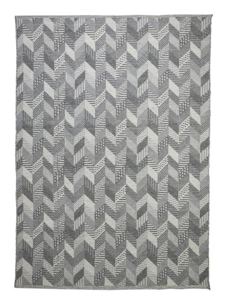 Tapis kilim fait à la main en coton motif géométrique Gris - Kiabi