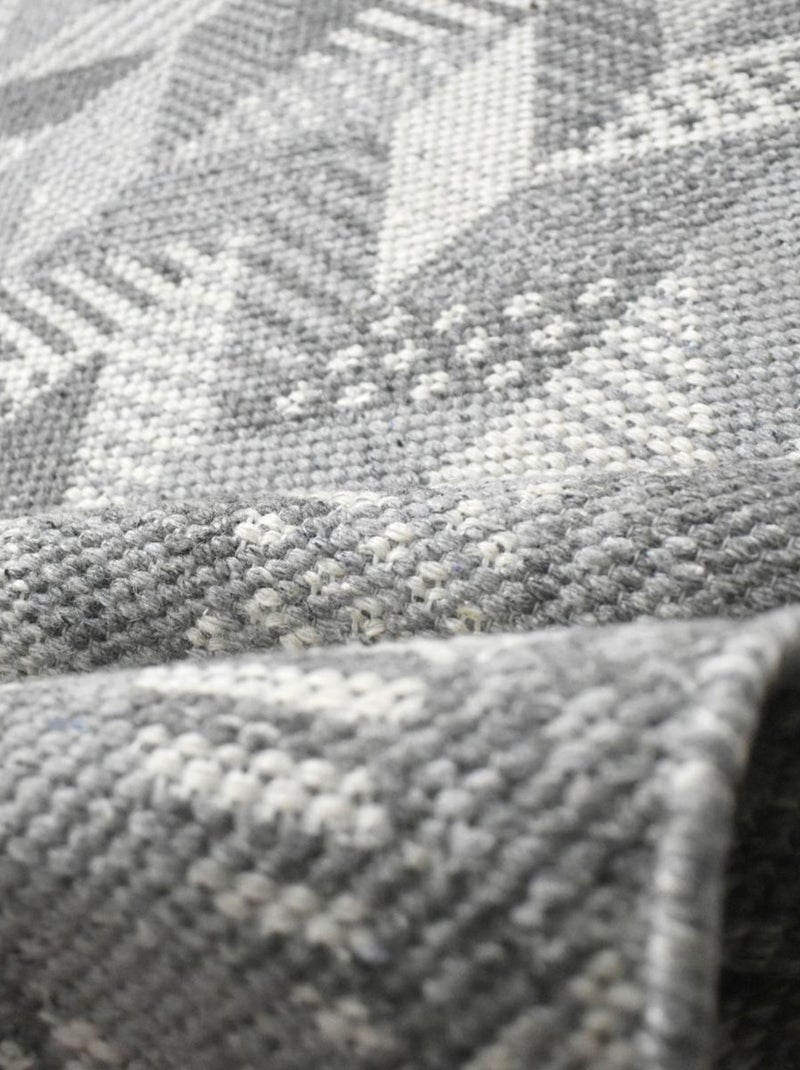 Tapis kilim fait à la main en coton motif géométrique Gris - Kiabi