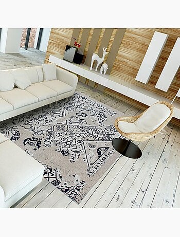 Tapis kilim fait à la main en coton motif géométrique