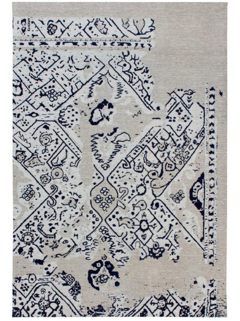 Tapis kilim fait à la main en coton motif géométrique Gris - Kiabi