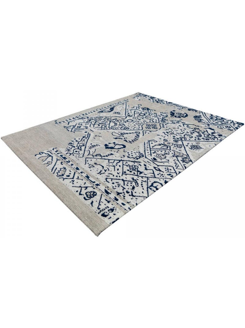 Tapis kilim fait à la main en coton motif géométrique Gris - Kiabi