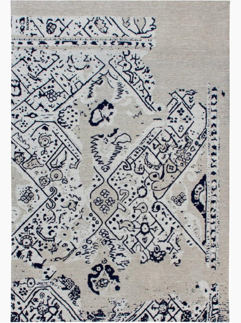 Tapis kilim fait à la main en coton motif géométrique Gris - Kiabi