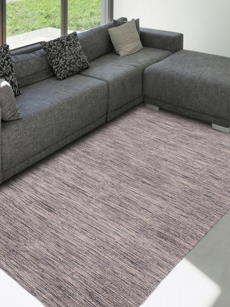 Tapis kilim fait à la main en coton motif uni COTORY Gris - Kiabi