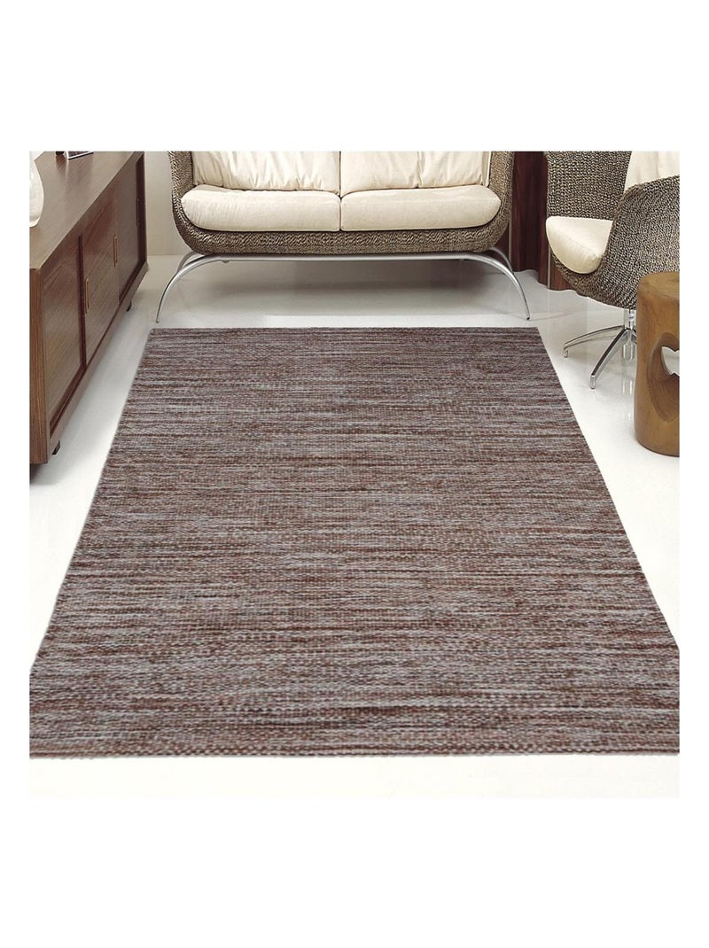 Tapis kilim fait à la main en coton motif uni COTORY Marron - Kiabi