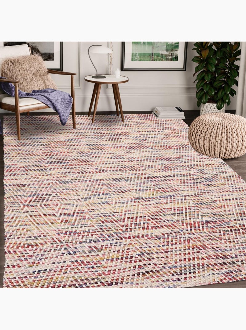 Tapis kilim fait à la main en laine motif ethnique Multicolore - Kiabi