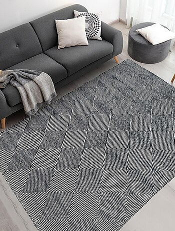 Tapis kilim fait à la main en laine motif géométrique