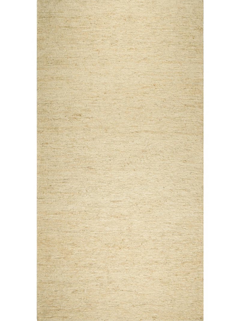 Tapis kilim fait main en chanvre motif uni LOOK 601 Beige - Kiabi