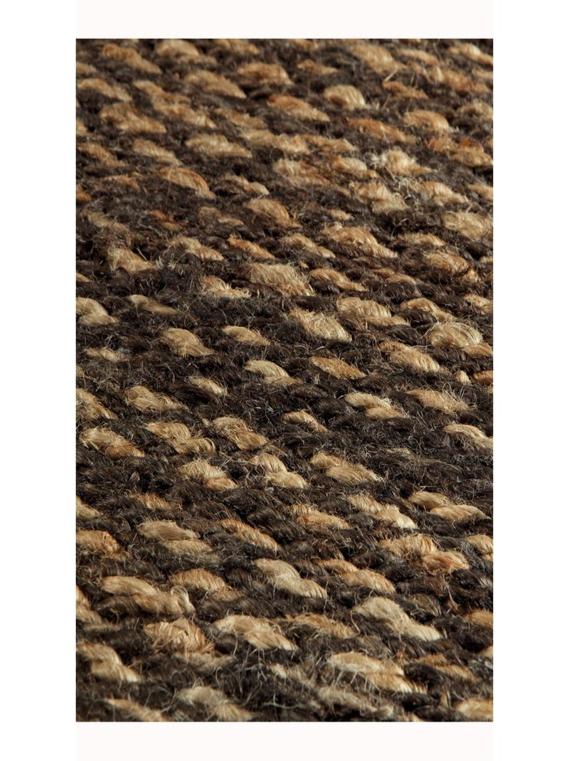 Tapis kilim fait main en chanvre motif uni LOOK 607 Marron - Kiabi