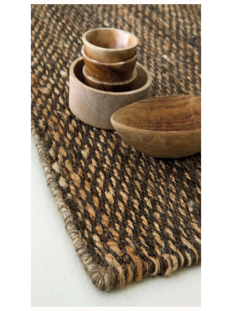 Tapis kilim fait main en chanvre motif uni LOOK 607 Marron - Kiabi