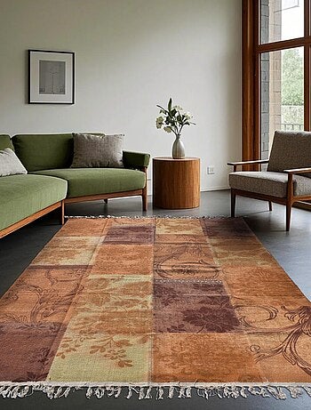 Tapis kilim fait main en coton motif ethnique