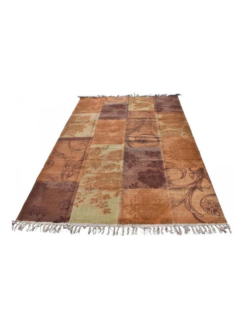 Tapis kilim fait main en coton motif ethnique - Kiabi