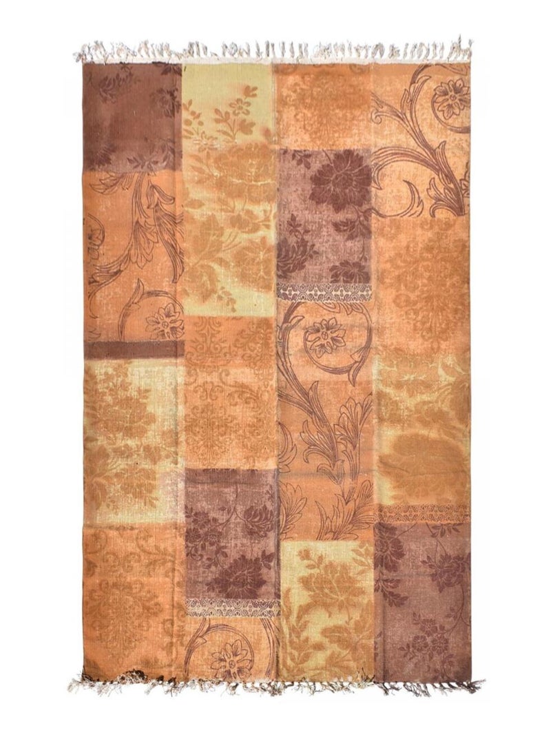 Tapis kilim fait main en coton motif ethnique Beige - Kiabi