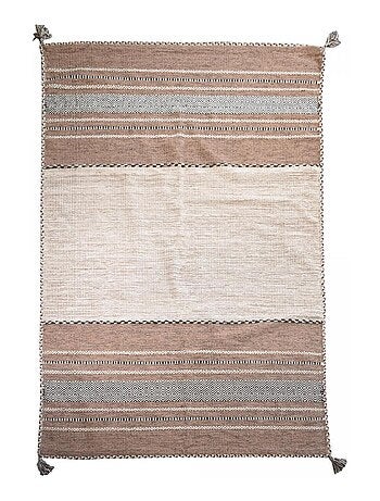 Tapis kilim fait main en coton motif ethnique LYN46 TIVE