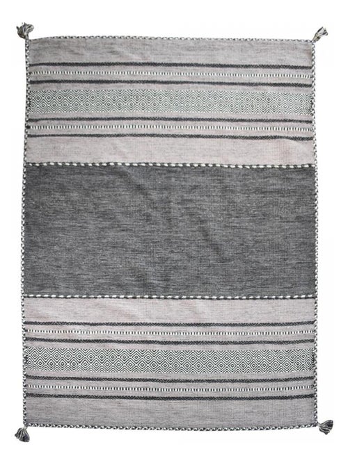 Tapis kilim fait main en coton motif ethnique LYN46 TIVE - Kiabi