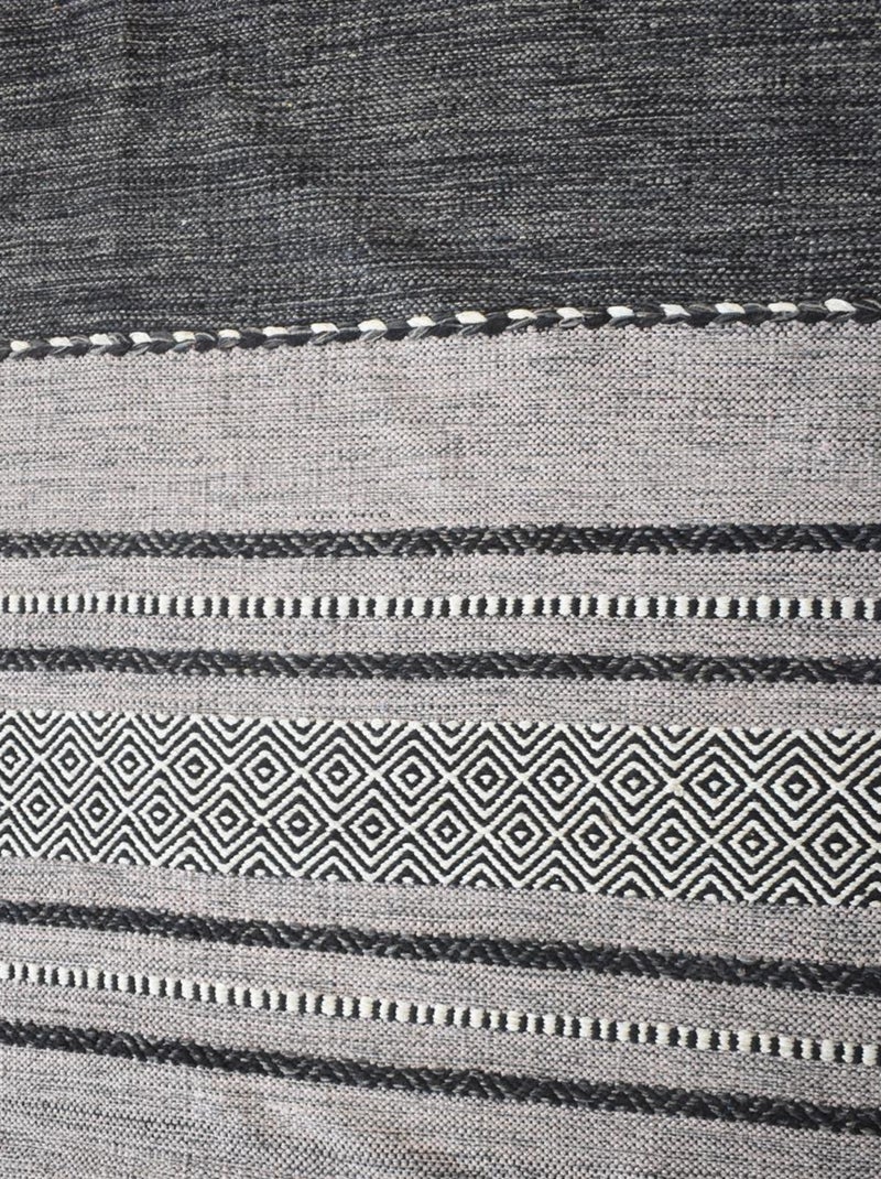 Tapis kilim fait main en coton motif ethnique LYN46 TIVE Gris - Kiabi