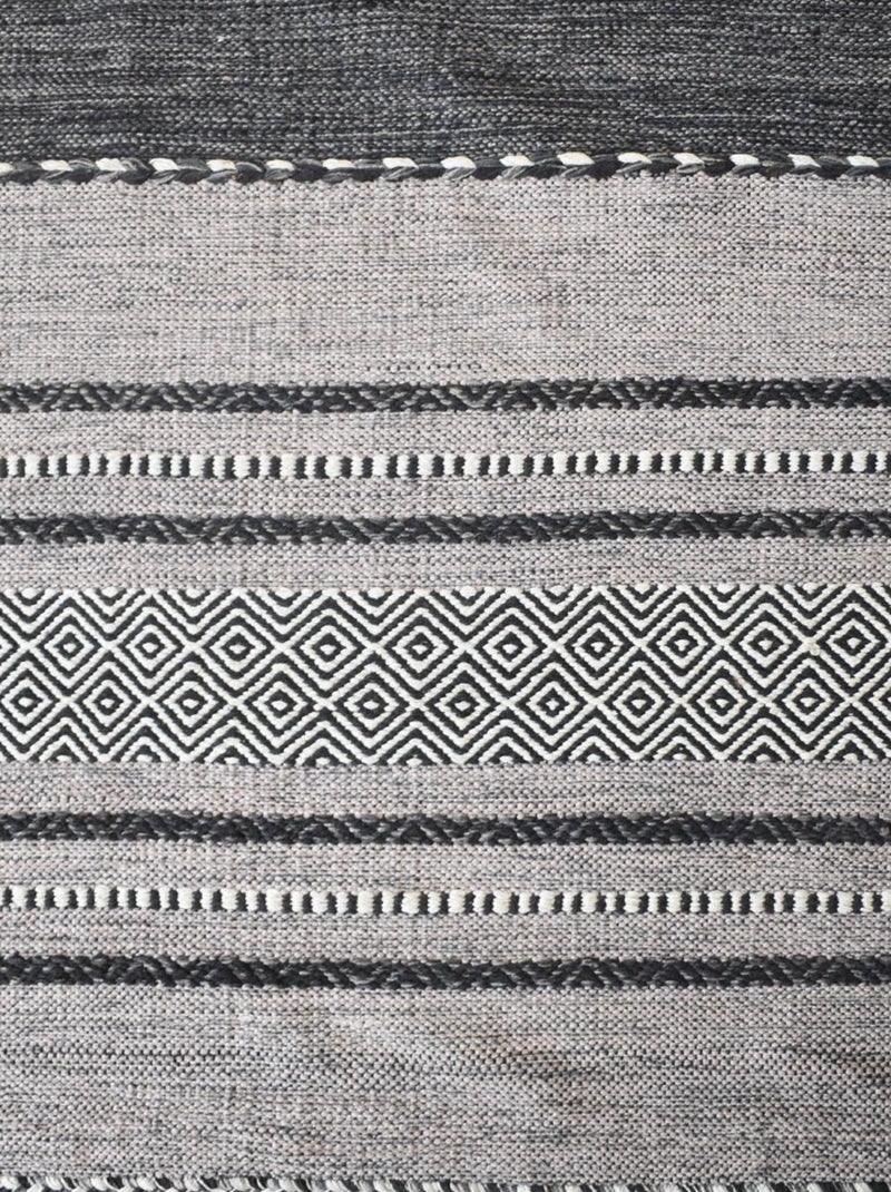 Tapis kilim fait main en coton motif ethnique LYN46 TIVE Gris - Kiabi