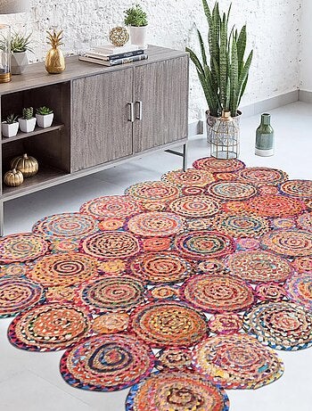 Tapis kilim fait main en coton motif géométrique