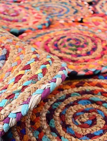 Tapis kilim fait main en coton motif géométrique