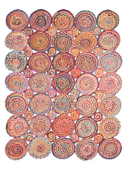 Tapis kilim fait main en coton motif géométrique - Kiabi