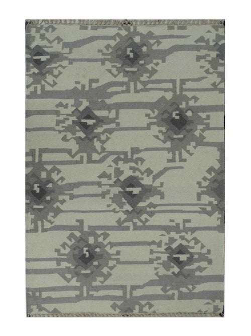 Tapis kilim fait main en laine motif abstrait KMESAR - Kiabi