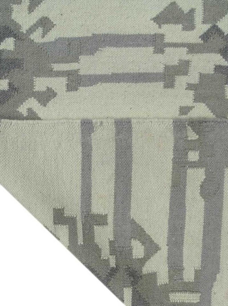 Tapis kilim fait main en laine motif abstrait KMESAR Gris - Kiabi