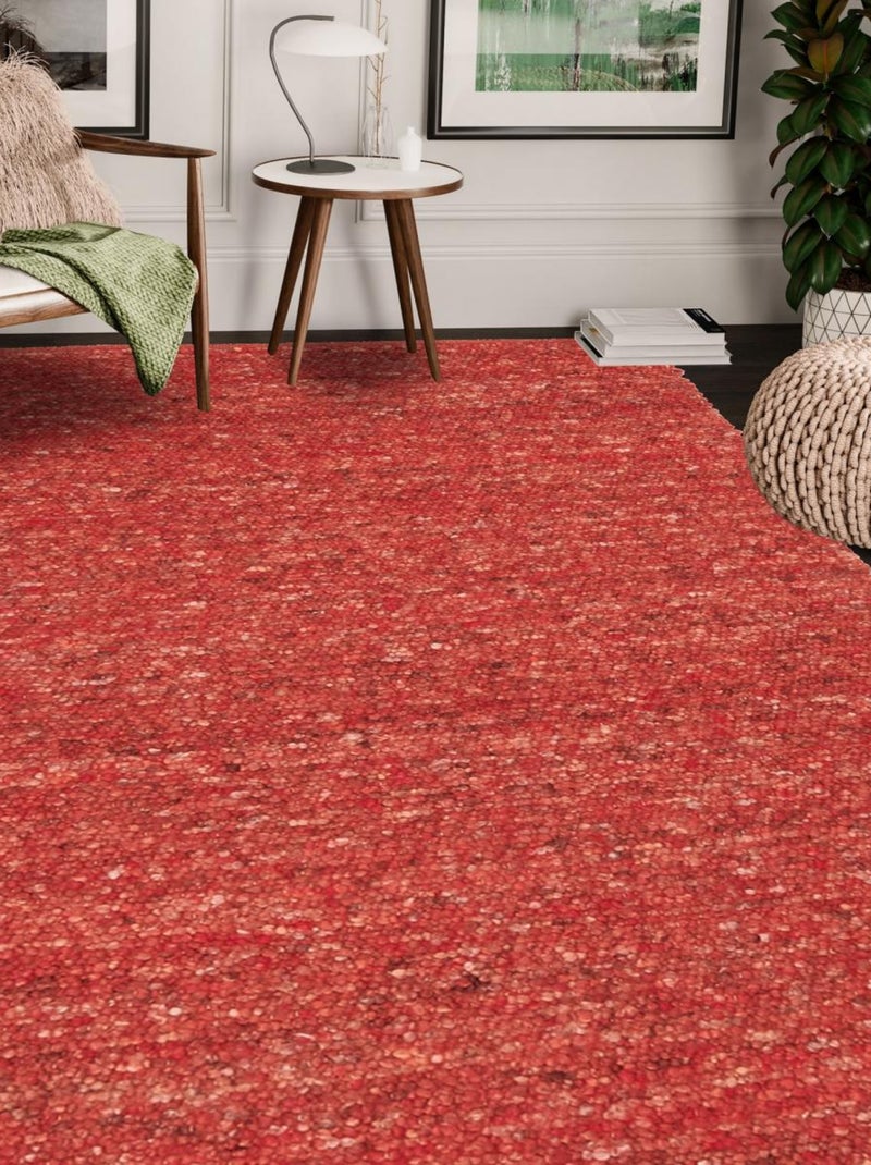 Tapis kilim fait main en laine motif faux uni Bordeaux - Kiabi