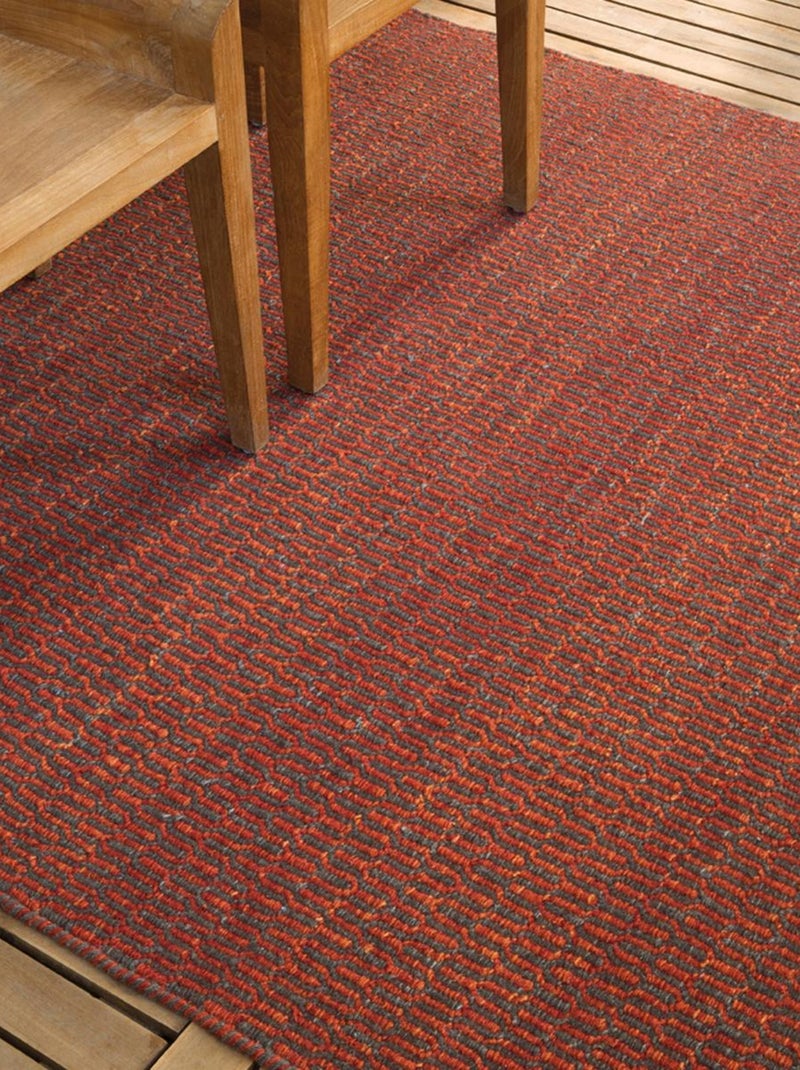 Tapis kilim fait main en laine motif faux uni Rouge - Kiabi