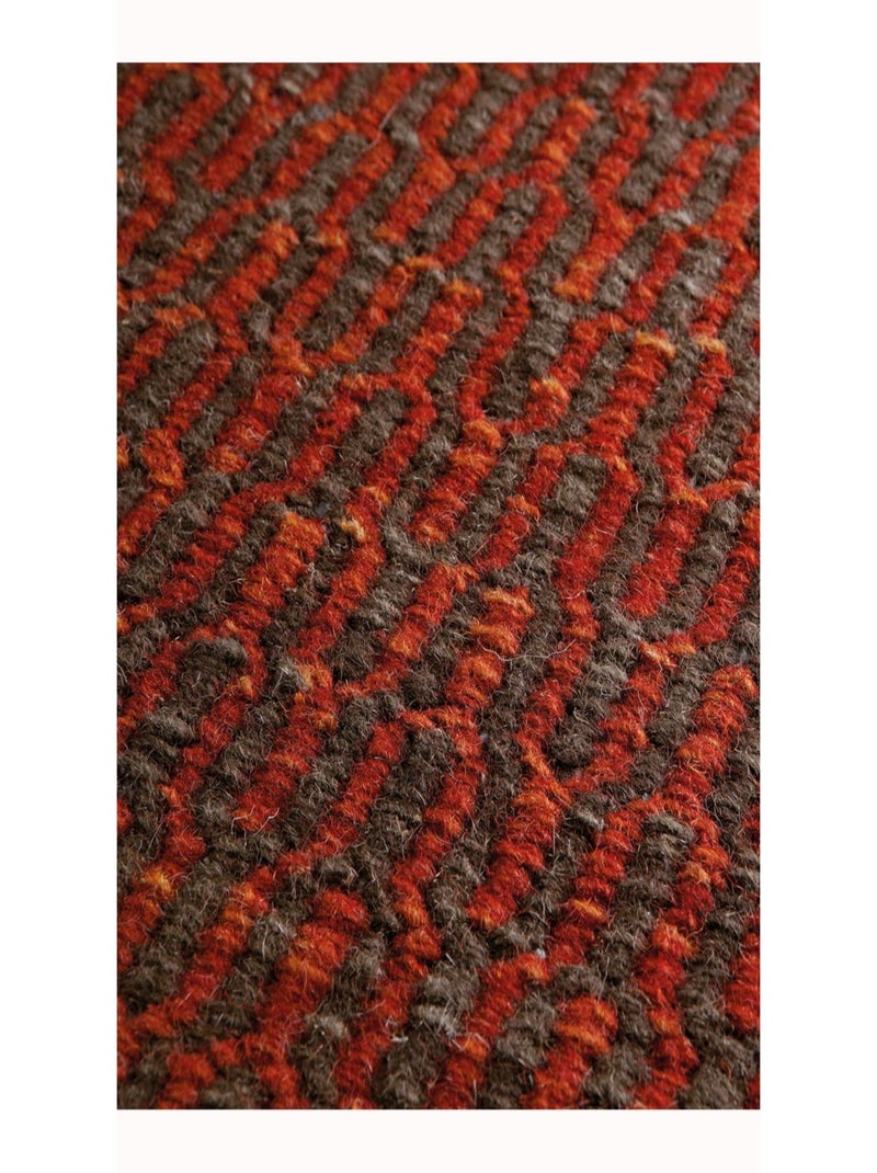 Tapis kilim fait main en laine motif faux uni Rouge - Kiabi