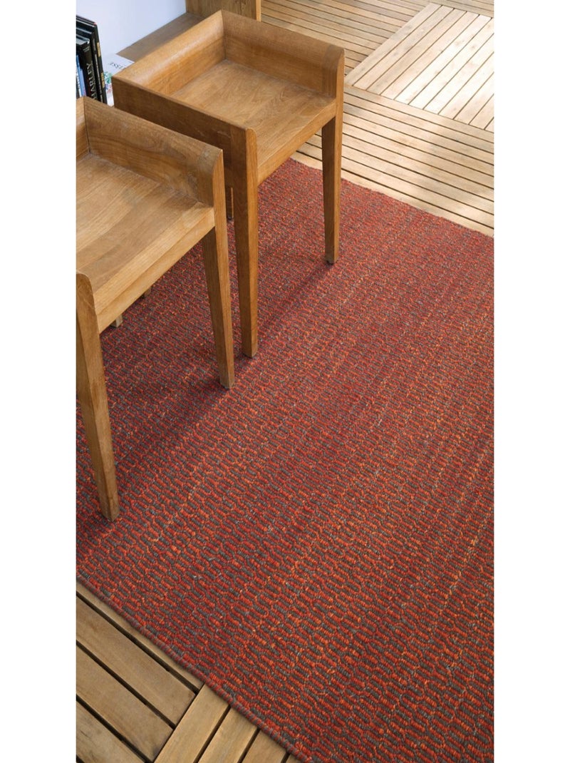 Tapis kilim fait main en laine motif faux uni Rouge - Kiabi