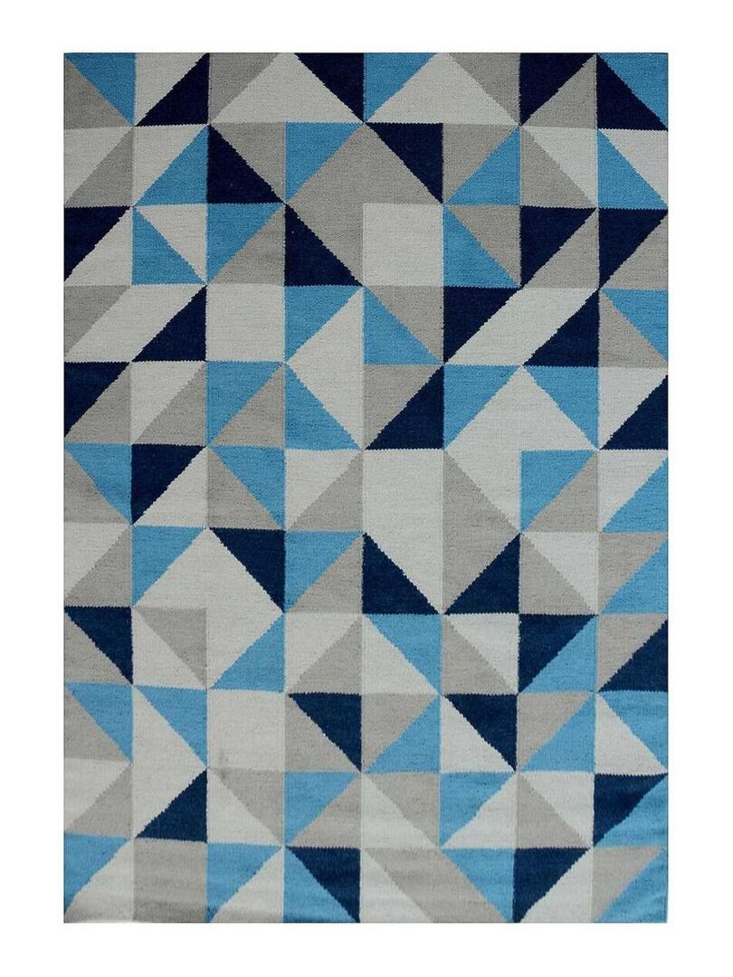 Tapis Kilim De Style Scandinave Kilims En Bleu Et Gris à Motif