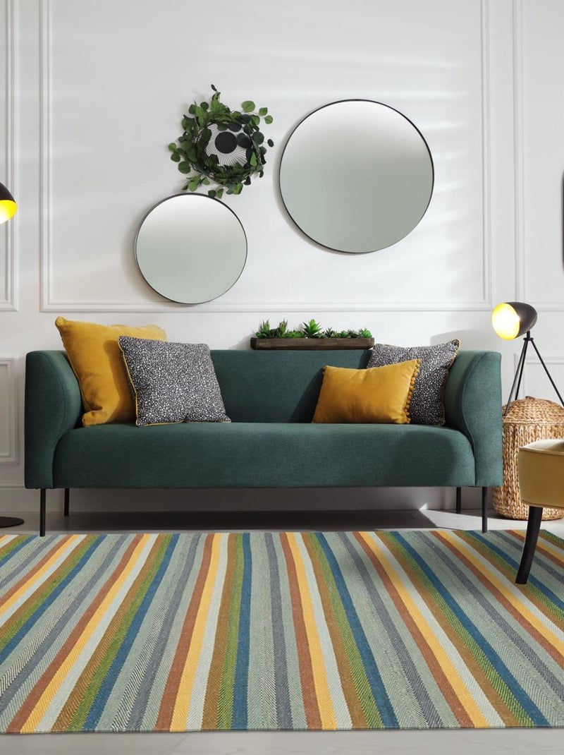 Tapis kilim fait main en laine motif géométrique Multicolore - Kiabi