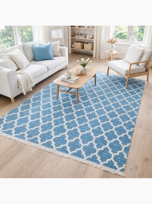 Tapis kilim fait main en laine motif scandinave - Kiabi