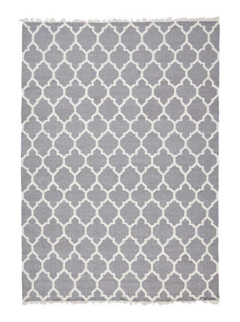 Tapis kilim fait main en laine motif scandinave Gris - Kiabi