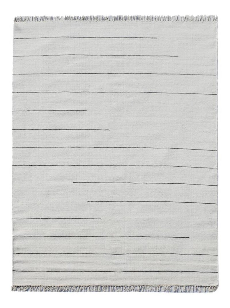 Tapis kilim fait main en laine motif simple PRAHA Ecru - Kiabi