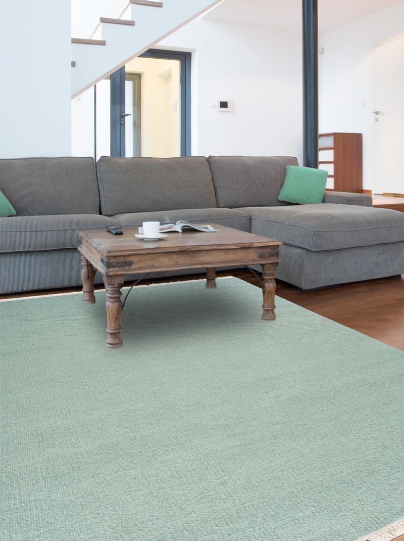 Tapis kilim fait main en laine motif uni BAYA IBAY Vert - Kiabi