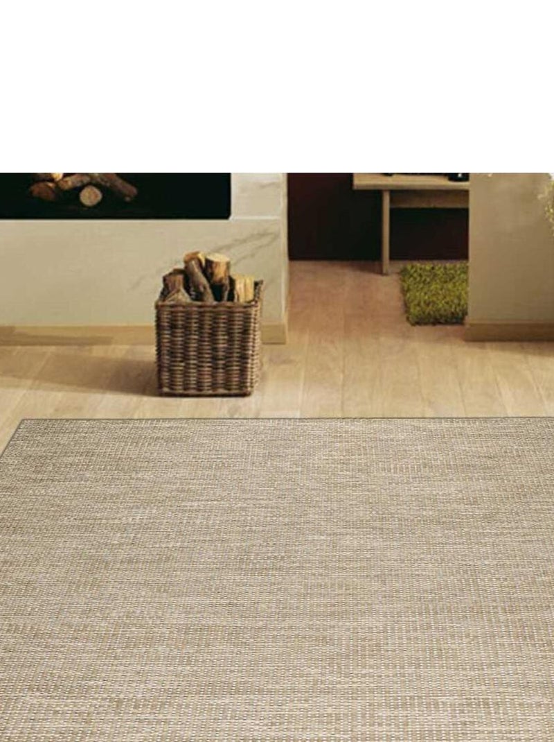 Tapis kilim fait main en laine motif uni LOOK 408 Beige - Kiabi