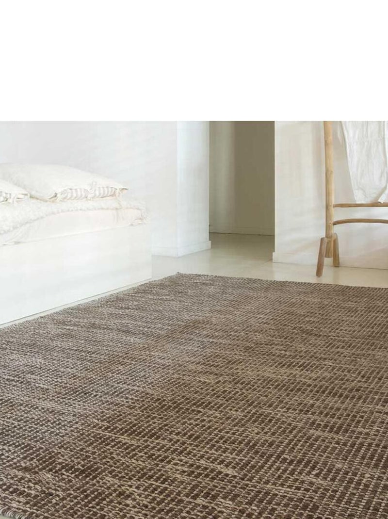 Tapis kilim fait main en laine motif uni LOOK 408 Marron - Kiabi