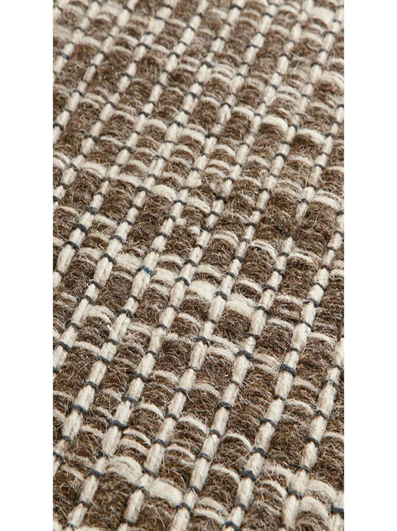 Tapis kilim fait main en laine motif uni LOOK 408 Marron - Kiabi