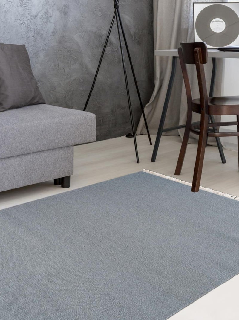 Tapis kilim fait main en laine motif uni LYN12 BAYA IBAY Argent - Kiabi