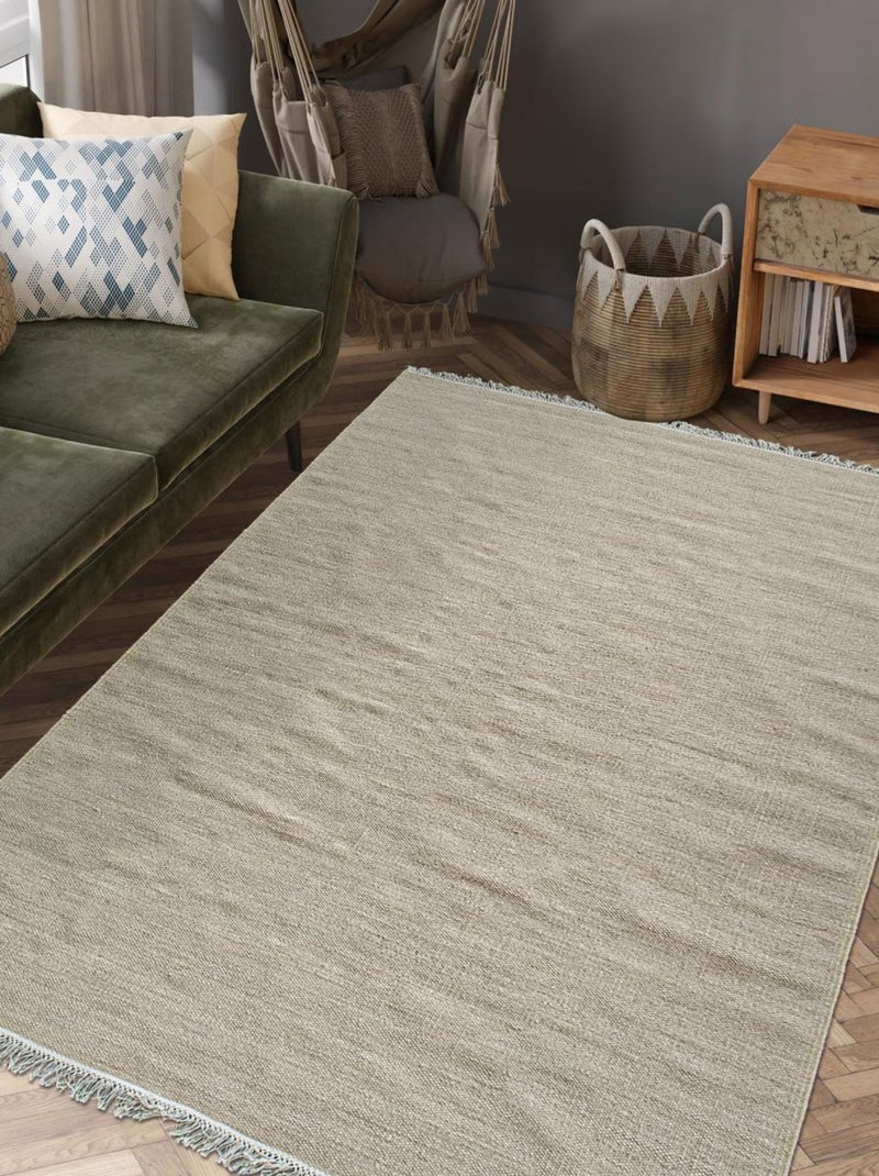 Tapis kilim fait main en laine motif uni LYN12 BAYA IBAY Beige - Kiabi