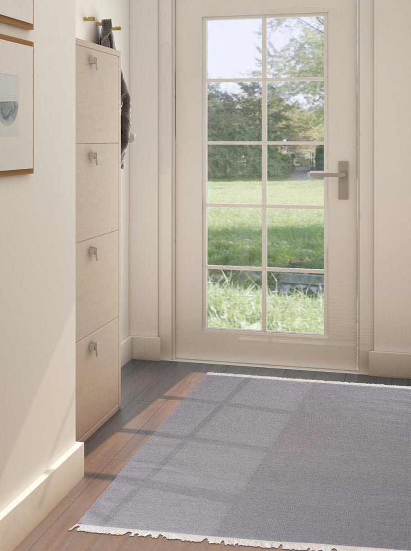 Tapis kilim fait main en laine motif uni LYN12 BAYA IBAY Gris - Kiabi