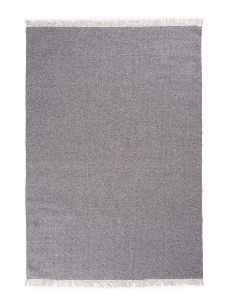 Tapis kilim fait main en laine motif uni LYN12 BAYA IBAY Gris - Kiabi