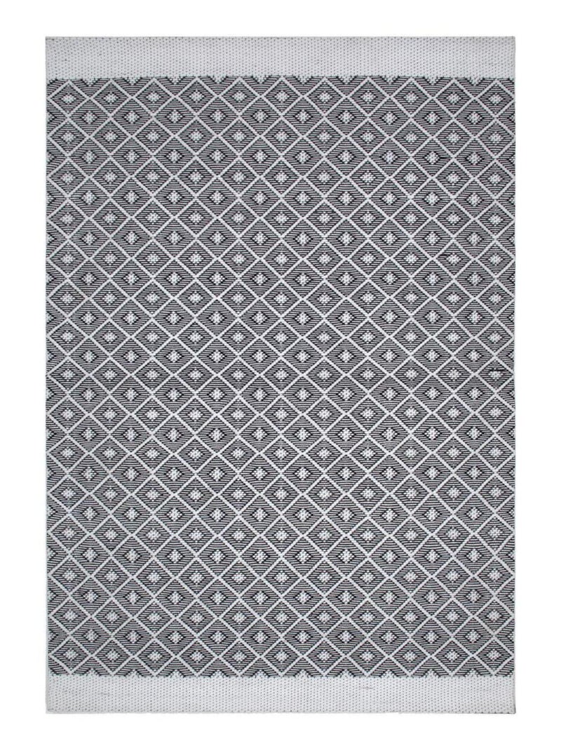 Tapis kilim fait main en PET motif géométrique Blanc - Kiabi