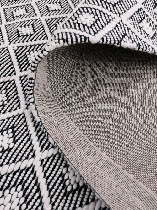 Tapis kilim fait main en PET motif géométrique - Kiabi