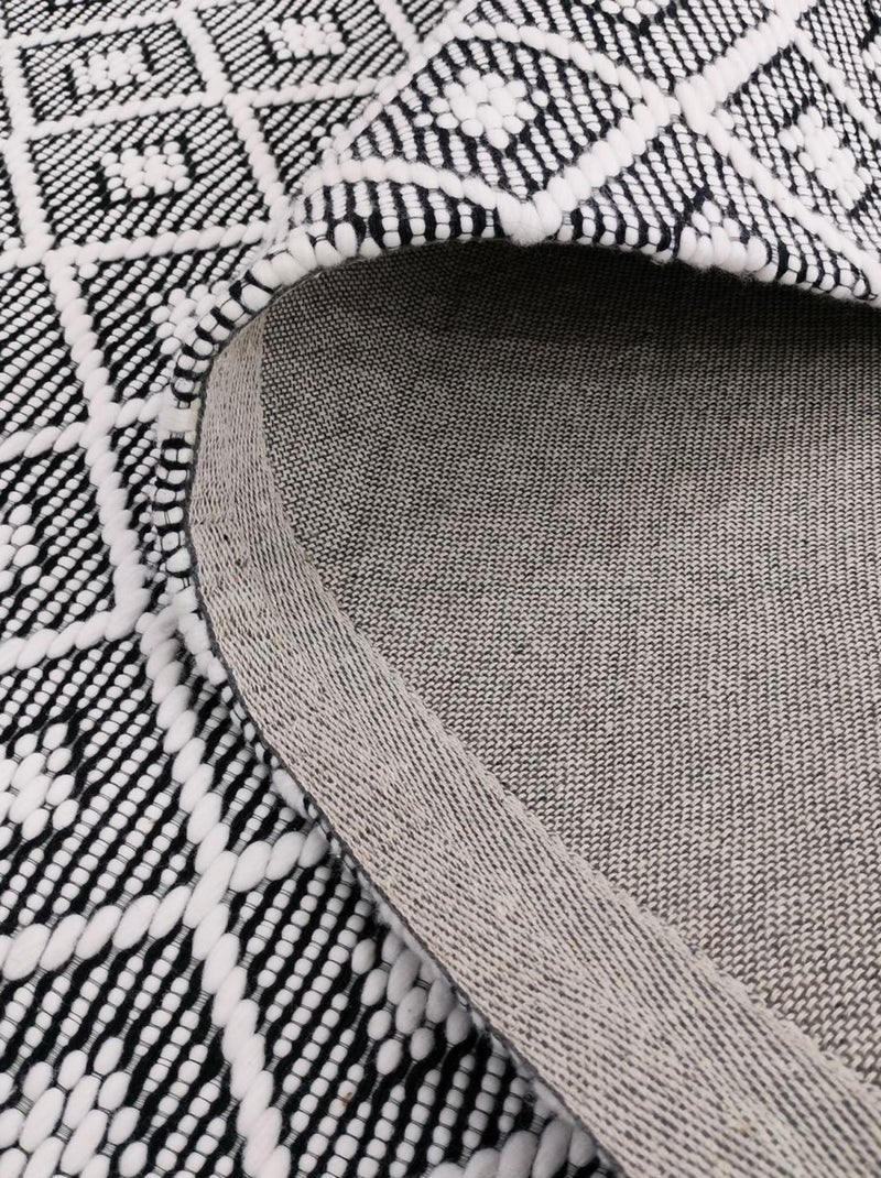 Tapis kilim fait main en PET motif géométrique Blanc - Kiabi